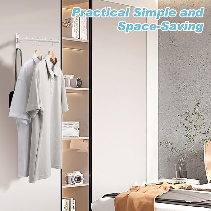 Alise Wall Mounted Drying Rack,Swivel Clothes Drying Rack Stainless Steel,Space Saving Clothes Hanger Rack,Heavty Duty Clothes Wall Drying Rack for Laundry Closet Bedroom/Bathroom,White,2 Pack