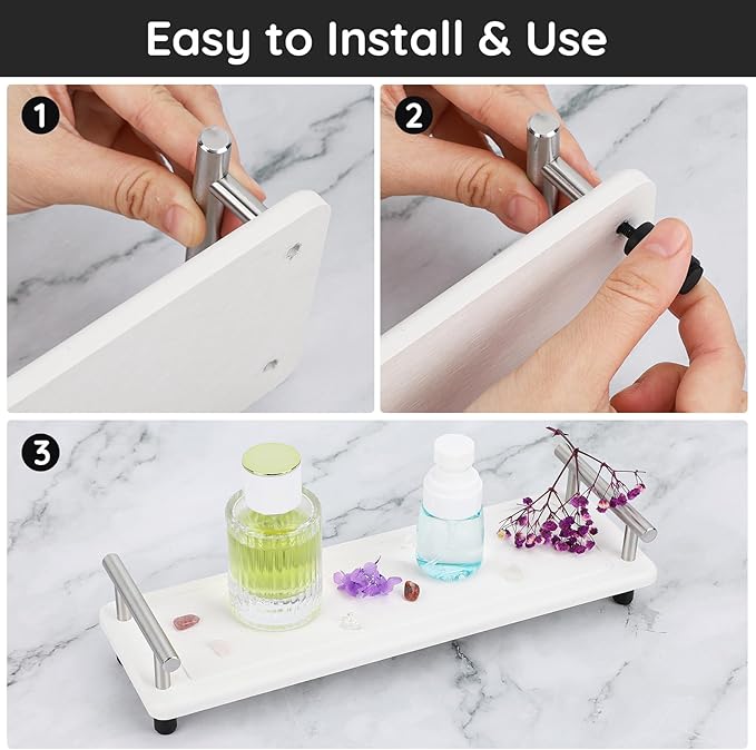 Segbeauty 12x4in Stone Drying Tray for Kitchen Counter, Water Absorbent Fast Drying Diatomaceous Tray, Instant Dry Sink Caddy Countertop Organizer Rack Soap Holder Small Vanity Tray for Bathroom White
