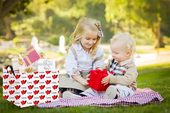 CLOCOR Rectangular Valentine's Day Gift Basket,Collapsible Fabric Storage Container,Storage Basket for Lover,Gift Bakset (Love You Heart)