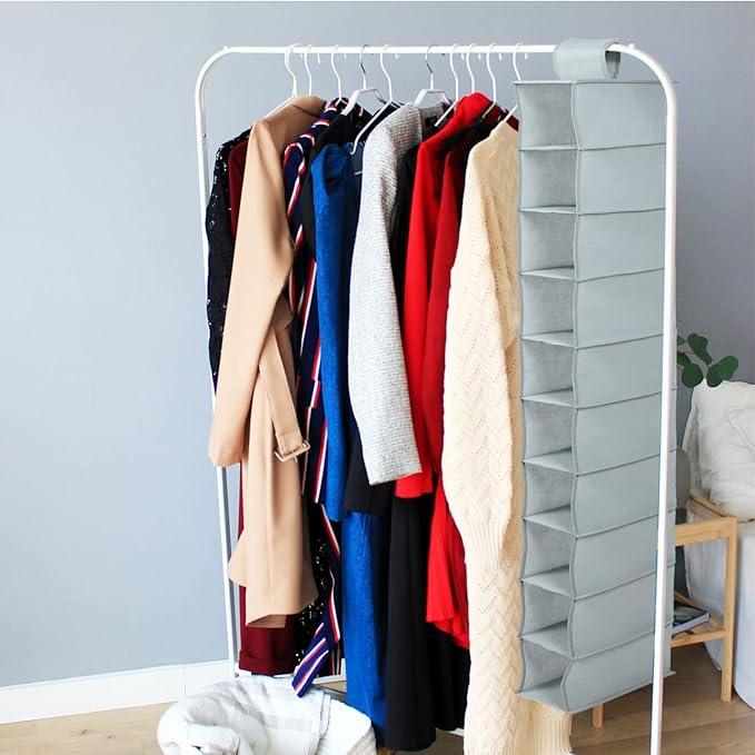 Happyyami Multi Function Hanging Storage Bag Portable Ten Layer Closet Organizer for Shoes Foldable Design Household Pocket Pouch for Items Space Saving