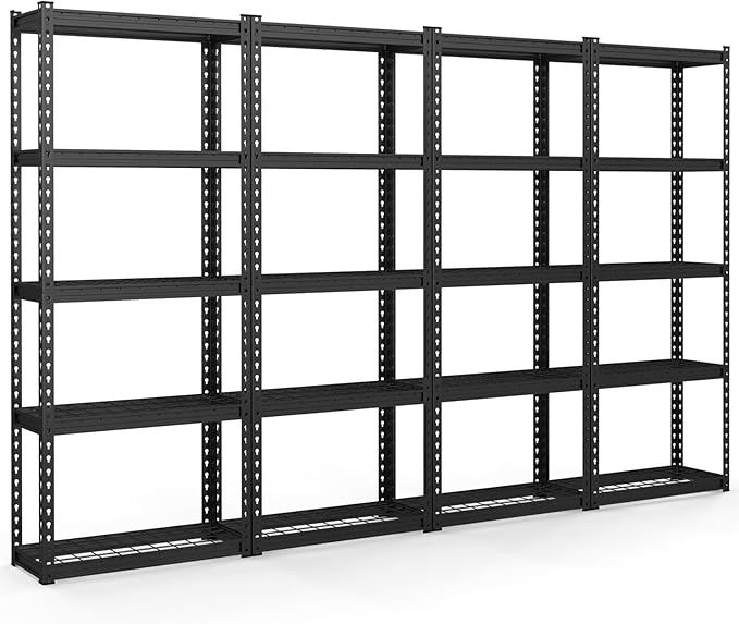 Goplus 5-Tier Metal Shelving Unit, 4 Pack Heavy Duty Wire Storage Rack with Anti-Slip Foot Pads, Height Adjustable Shelves for Warehouse, Kitchen, Living Room, Garage, 12" D x 27.5" W x 66" H