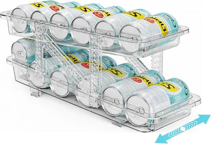 Drink Organizer for Fridge Soda Holder for Refrigerator Can Dispenser,Adjustable Width Can Holders for Fridge Suitable for Storage Cabinet