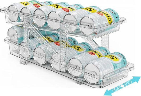 Drink Organizer for Fridge Soda Holder for Refrigerator Can Dispenser,Adjustable Width Can Holders for Fridge Suitable for Storage Cabinet