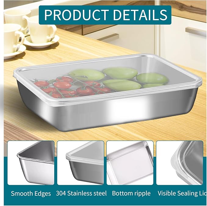 GIUOIDUO stainless steelFood Storage 12-Pack Lunch BoxContainers setsstorage box with lidfreezer FrozenKitchen tra with lidOven plateSide dish plate Freezer & Dishwasher Safe