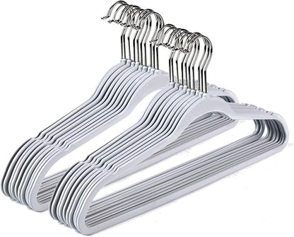 Quality Hangers 20 Pack Plastic Hangers for Clothes - Slim Non-Velvet Hangers with 360° Swivel Chrome Hook & Non Slip Notches - Ideal for Dresses Coats Shirts Jackets & More - Gray