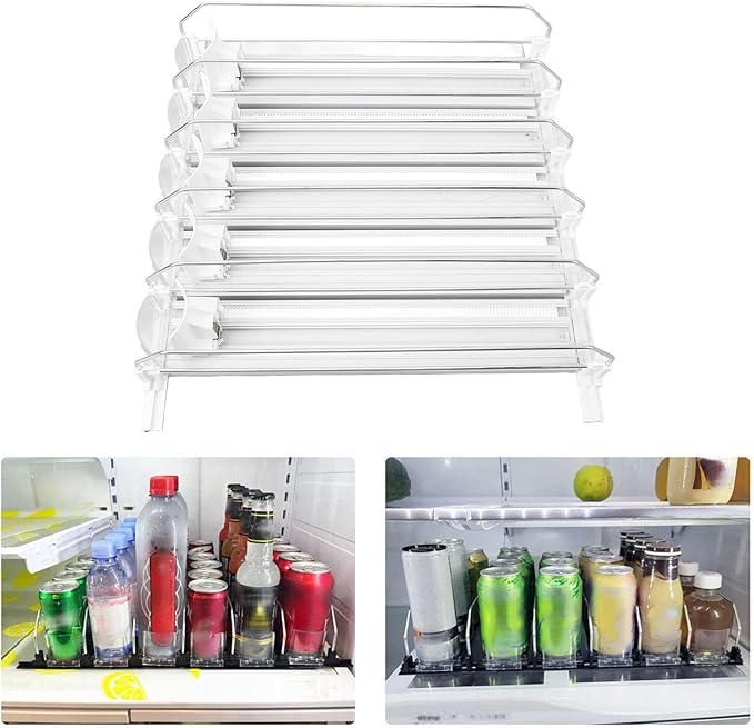 gernie Soda Can Dispenser, NonSlip and SelfPush Beverage Organizer for Shelves (White), gernieiby083dgxv-12