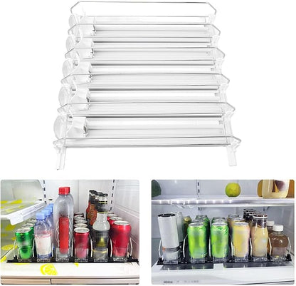 5pcs Fridge Drink Dispenser, Automatic Pusher Glide Self Pushing Soda Can Dispenser Water Bottle Drink Dispenser for Kitchen (White)