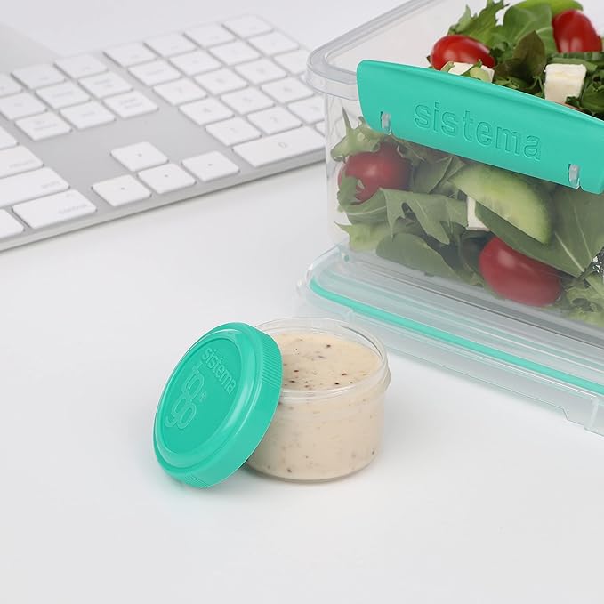 Sistema 4-Piece Salad Dressing and Condiment Containers with Lids for Lunch