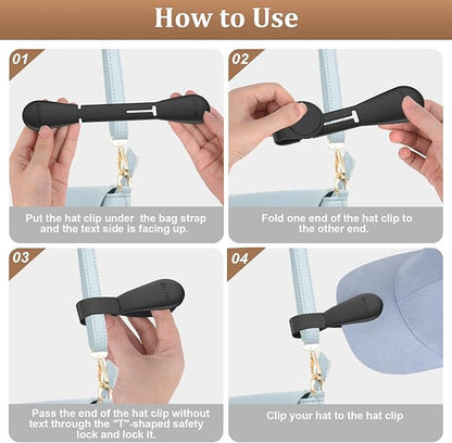 Fikoksol Magnetic Hat Clip 2-Pack - The Black Hat Clip for Travel on Bag, Magnetic Hat Clips for Bag, and Secure Hat Holder for Travel on Caps & Beach Hats, Vacation Essentials