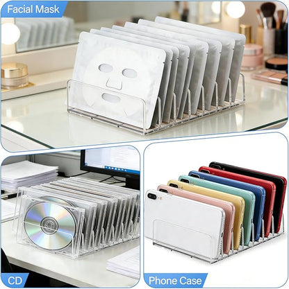 2 Pack Acrylic Makeup Eyeshadow Palette Organizer, 7-Slot Clear Cosmetic Display Case, Cosmetic Display Storage Holder Fit Eyeshadow Palette, CD, Phone Case, Facial Mask, Clear Cosmetic Organizer