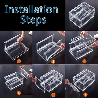 12 Pack Shoe Boxes, Clear Acrylic Plastic Shoe Boxes Stackable, Space-Saving Foldable Drop Front Shoe Storage Boxes Container for With Lids Fits Up to Size 15 (Transparency)