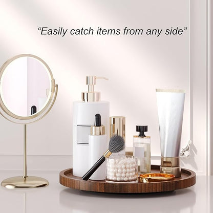 VERTORGAN Lazy Susan Organizer for Kitchen,Bamboo Turntable for Cabinet,Pantry,Vanity,Middle（Brown）