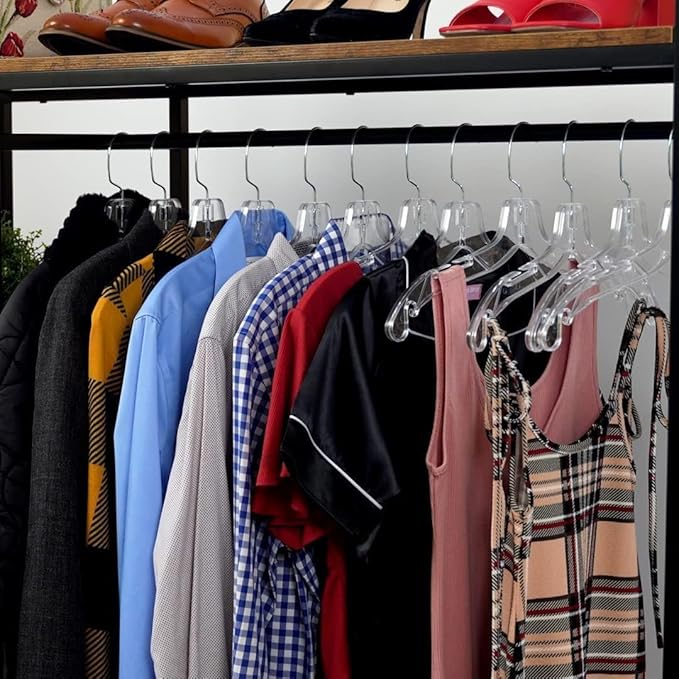 DEILSY™ Clear Plastic Hangers 12 Pack Durable Clothes Hanger for Wardrobe Organization, Essential Plastic Hanger for Garments, Versatile Coat Hangers for Home and Retail Use