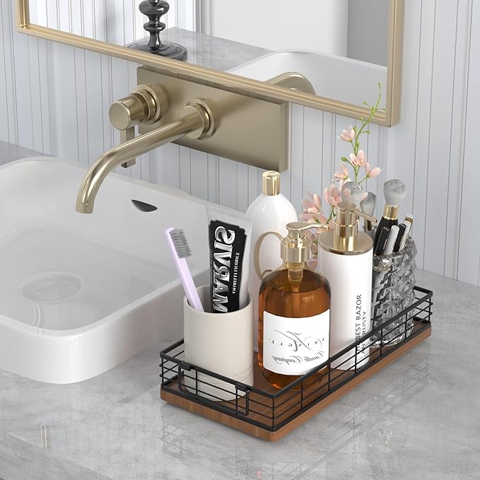Toilet Paper Basket, 13 Inch Bathroom Basket Toilet Tank Tray Organizer Storage for Toiletries, Living Room and Kitchen (Walnut)