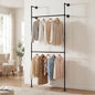 Giantex Industrial Pipe Clothing Rack, 42" Wall Mounted Heavy-Duty Metal Garment Organizer with 2 Hanging Rods, 2-Tier Walk-in Closet System for Wardrobe Closet, Retail Display