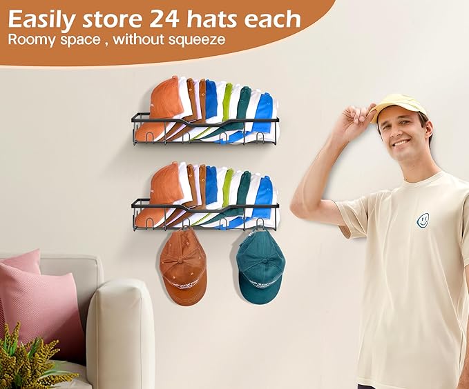 KEETDY Metal Hat Racks for Baseball Caps Wall Hat Organizer and Hat Organizer for Baseball Caps Holder