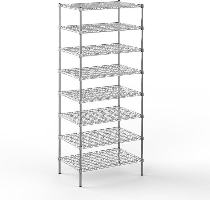 24" Deep x 36" Wide x 86" Height Wire Shelving Kit | 8-Tier | NSF Commercial Storage Rack Unit