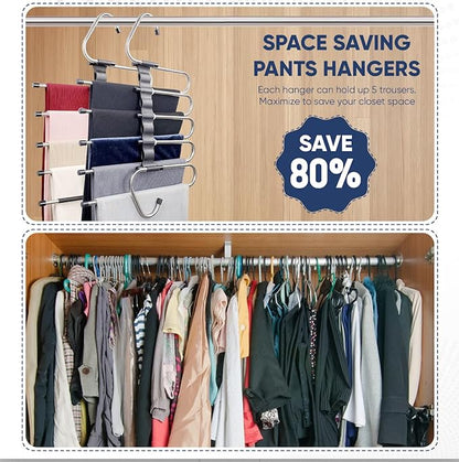 Generic Space Saving Pants Hanger- 2 Pack Closet Organizer: Jeans, Trousers, Scarves & Towels Non-Slip Hanger