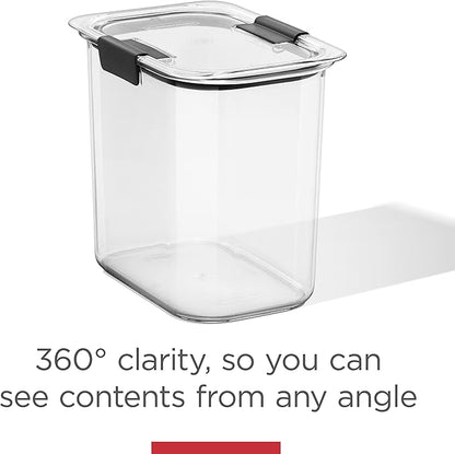 Rubbermaid Brilliance 12-Cup Airtight Food Storage Container,Perfect for Pantry Staples,Clear/Grey,(Pack of 2)