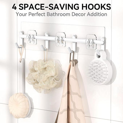 YASONIC Shower Caddy, Large Capacity Bath Organizer with Soap Holder and 12 Hooks, 6 Pack Rustproof Bathroom Shelves for Inside Shower, No Drilling&Sleek Bathroom Organizers and Storage White