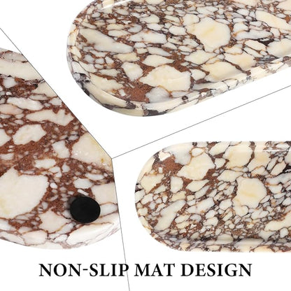 Koville Natural Decorative Marble Bathroom Tray, 12"x6" Calacatta Viola Marble Catchall Tray for Bathroom, Stone Perfume Trays Jewelry Dish, Stone Storage Trays for Home Decor（Textural Differences）