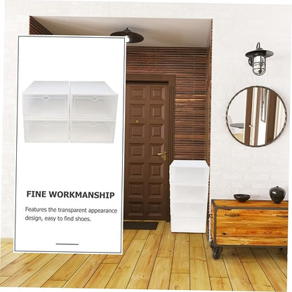 4pcs Thickened Shoe Storage Boxes with Transparent Lid Dustproof Container for Home Organization Multi-functional Shoes Holder for Women Footwear