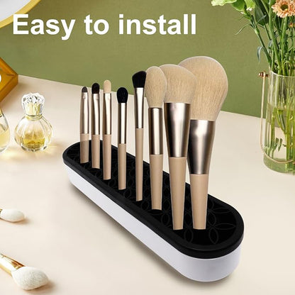 1Pcs Black Silicone Makeup Brush Holder Make Up Brush Holder Stand Makeup Brushes Storage for Painting Pen Brushes Nail Clippers Drill Pens Ruler Sewing Craft Tools