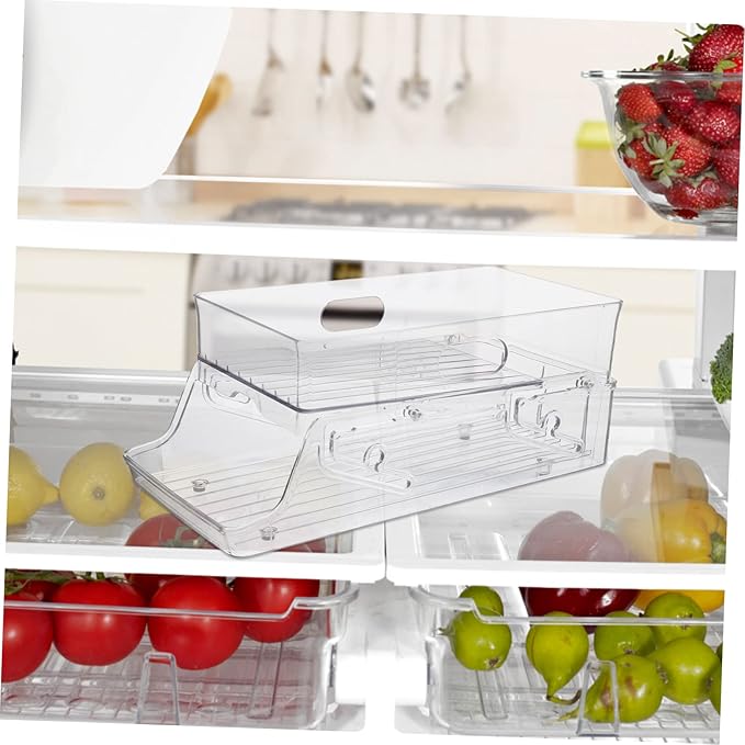 PRETYZOOM Double Layer Lift Drink Rack Refrigerator Organizer Can Holder for Fridge