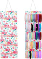 Tudomro Hanging Headband Holder for Girls Felt Hair Accessories Organizer with 60 Elastic Bands Bow Hanger for Girls Hair Bows Without Headbands(Pink, Green,Floral)