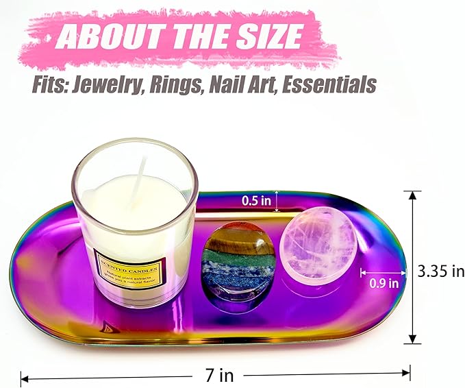 Nail Tray Colorful Manicure Tray for Nails Tool Decor Display Jewelry Rhinestone Cosmetics Oval Dish Manicure Organizers and Storage Small Storage Plate