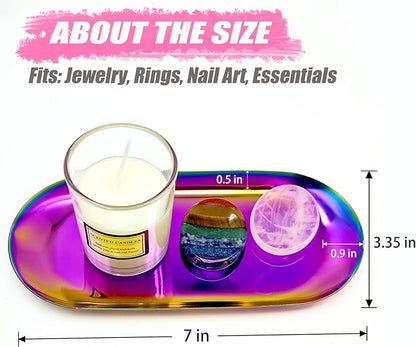 Nail Tray Colorful Manicure Tray for Nails Tool Decor Display Jewelry Rhinestone Cosmetics Oval Dish Manicure Organizers and Storage Small Storage Plate