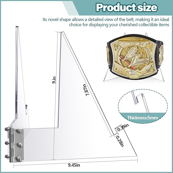 RattanView Acrylic Championship Belt Display Stand, High Flexibility Wrestling Champion Belt Rack for Heavy Duty Wrestling and Football Trophies for Sport Football Boxing and So on