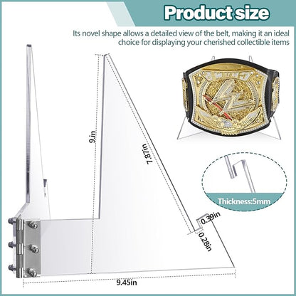 RattanView Acrylic Championship Belt Display Stand, High Flexibility Wrestling Champion Belt Rack for Heavy Duty Wrestling and Football Trophies for Sport Football Boxing and So on