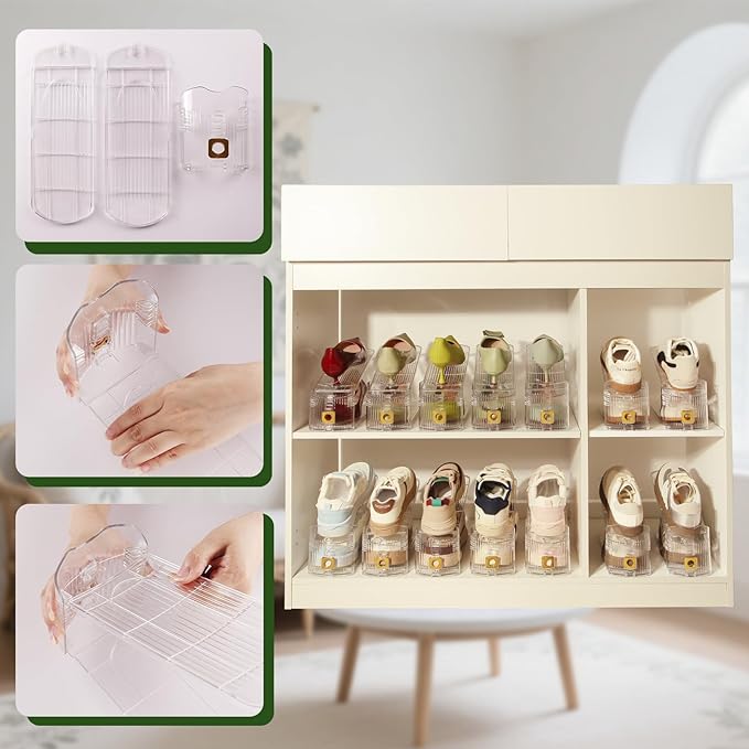 20 Pack Shoe Slots Organizer, Shoe Stackers Organizer for Closet Adjustable Shoe Holder Space Saver 50% Shoes Racks for Closet Organization