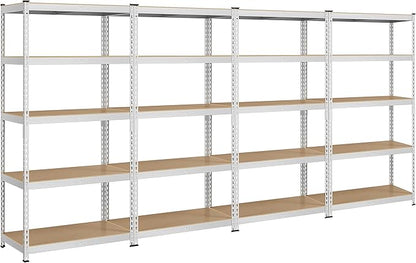 Topeakmart 4PCS 5-Tier Utility Shelves, Metal Storage Shelves Garage Shelving Unit Adjustable Garage Storage Shelves Storage Racks Heavy Duty Shed Shelving- Silver, 35.5 x 17.5 x 72 Inch