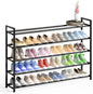 Bumusty 5-Tier Long Expandable Shoe Rack for Closet, 18"-44" Adjustable Shoe Rack for Entryway, 25-30 Pairs Large Shoe Organizer Shelf Storage, Sturdy Metal, Black