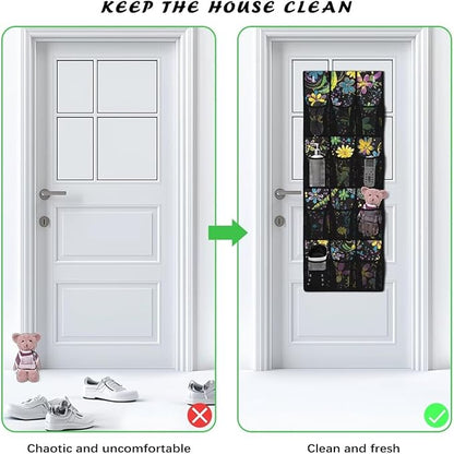 Big Dragonfly Over The Door Shoe Organizer,Hanging Shoe Organizer for Door with 12 Mesh Pockets,Breathable Organizer Storage Bag,Shoe Rack for Door Sneaker Hanger Boot Storage
