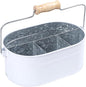 Utensil Holder For Party, Galvanized Picnic Caddy With Handle, Kitchen Organizer - 13.5 Inch