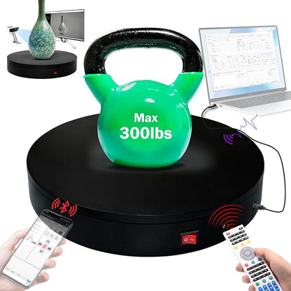 Programmable Motorized Electric Turntable Command-Controlled Rotating Platform Photography Turntable Secondary Development Motorized Electric Lazy Susan for 3D Scaner or Display with USB/Bluetooth