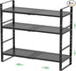 Expandable Metal Shoe Rack, Adjustable Space-Saving, Heavy-Duty Shoe Rack with Borders. Multi-Functional for Closet, Bathroom, Entryway, Kitchen or Office