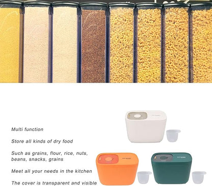 Diydeg Rice Storage Container, Large Plastic Rice Dispenser Cereal Dispenser, Food Storage Containers with Transpartent Airtight Lids and Rice Bowl for Rice Flour Cereal Bread Pantry (White)