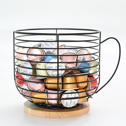 Large Capacity Coffee Pod K Cup Holders - Storage Organizer - Black Wire Rack - Coffee Bar Accessories