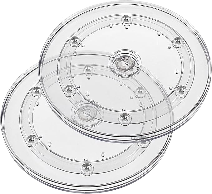 Jersvims 2Pcs 4 Inch Acrylic Turntable Platter, Transparent Turntable Organizer Round Rotating Plate for Kitchen Pantry Cabinet Desk Rack Spice Cake Cookie Decorating