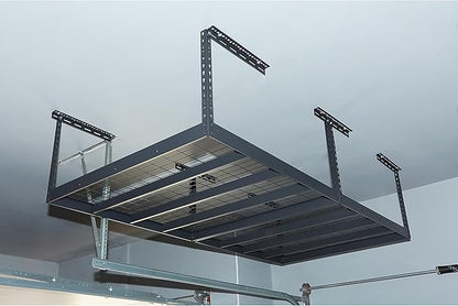 Klutch Overhead Garage Storage Rack — Adjustable Height, 96in.L x 48in.D x 23–37in.H