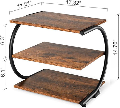 C-Shaped 3-Tier Shoe Rack with Metal Frame & Adjustable Feet - Compact Organizer for Entryway, Closet, Hallway (Holds 11 lbs/Shelf)