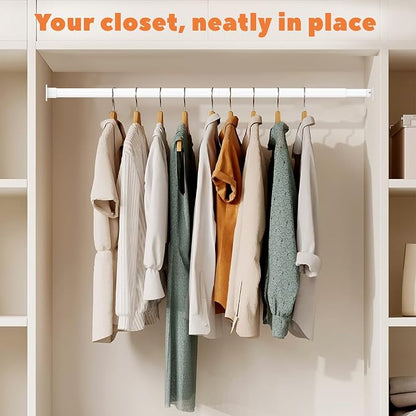 Closet Rod 17-63 Inches, Adjustable Heavy Duty White Metal Closet Rods for Hanging Clothes, 1.3 Inch Diameter with Wall Brackets for Wardrobes, Laundry Room