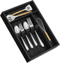 Yofidra Bamboo Silverware Organizer, 13.8 x 9.84 x 1.96 Inches Kitchen Utensil Drawer Organizer, Silverware Tray for Drawer with Fixed Slots for Spoons, Forks & Knives, Natural (Black)