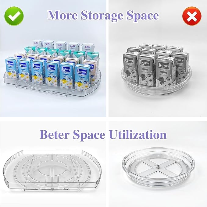 Incostar 360° Rotating Lazy Susan Turntable - Multifunctional Rectangular Organizer 16.5" x 11.1" for Refrigerator, Cabinet, Pantry, and Kitchen Countertop (1 Pack)