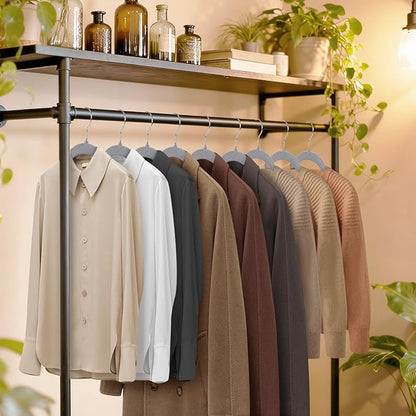 Gray Velvet Hangers 30 Pack, Non-Slip Felt Hangers with Shoulder Notches, Slim Space Saving Clothes Hangers with 360°Swivel Hook for Shirts Heavy Coats Clothes Dresses Closet(Gray)