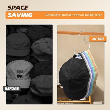 Hat Organizer for Baseball Caps Metal Hat Rack for Closet - 6 Pack Space Saving Cap Rack Holds Baseball Caps, Accessories - Multi Functional Storage Hanger
